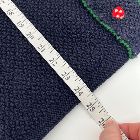 Vtg Giesswein Wool Cardigan Womens 14 Navy Blue Antler Button Mushrooms Austrian - Picture 11 of 11